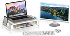 Simple Houseware Metal Desk Monitor Stand Riser w/ Organizer Drawer, White - Image 5