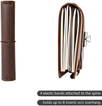 newestor Refillable Leather Journal Travelers Notebook - 8.5 x 4.5 Travel Diary with 5 Inserts + Pen Holder and Binder Clip, Standard Size, Brown - Image 3