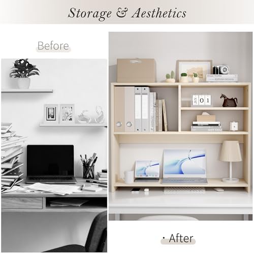 Jerry & Maggie 4-Tier Desktop Bookshelf Organizer White Wood 38 in - Image 5