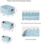 Woven Paper Rope Wicker Basket for Organizing(Set of 3,Blue) - Image 6