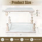 MAONAME Wood Display Riser Distressed, Vintage White Wooden Pedestal Stand - Image 2