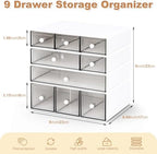 Desk Organizer with 9 Drawers, 4 Tier Plastic Stackable Storage Drawers for Desk Storage, Office Stationary Makeup Organizer Suit for Home, Office and School - Image 2