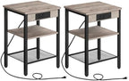 HOOBRO Side Tables with Charging Station, Small End Tables for Small Space by HOOBRO