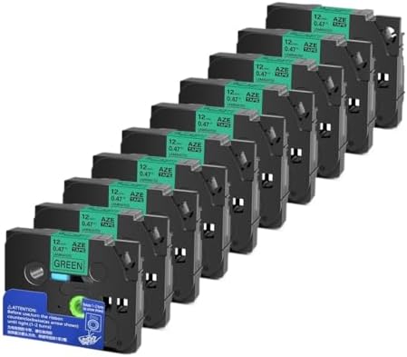 Compatible for Brother TZE-231 12mm Label Tape, 5-Pack, for PT-H110 P-Touch Label Printer, TZE-231/221/241/335, GreenCycle(Black on Green-10PK,12mm) by Unknown