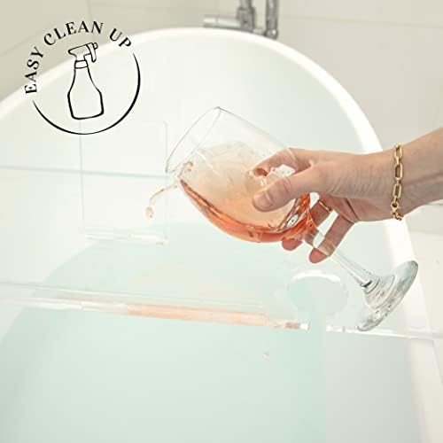 34" Supreme - Clear Acrylic Bathtub Tray Caddy Tub Shelf, Spa Board Luxury Bathroom Bath tub Table, Fits Across Bathtubs, Book, iPad and Wine Glass Holder (Supreme, 34") - Image 5