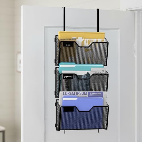 6 Pack Magnetic File Holder with Hooks and Labels, Black - Image 7