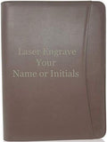Customized Dark Brown Zippered Portfolio Binder - Engraved PU Leather Business Portfolio Organizer - Padfolio for Men & Women with US Letter Notepad, 10.5" Tablet Pocket & Gift Box by Lautus Designs by LautusDesigns