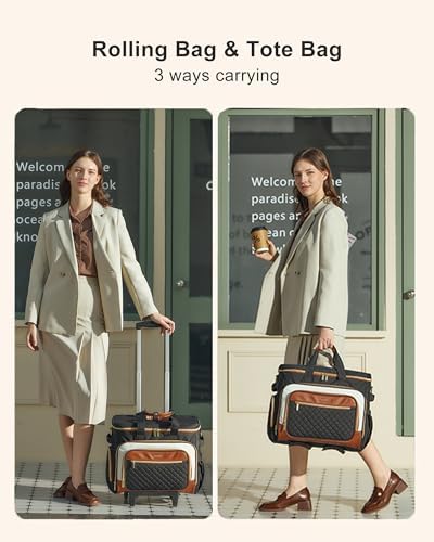 LOVEVOOK Rolling Teacher Bag, Laptop Tote with Detachable Dolly - Image 2