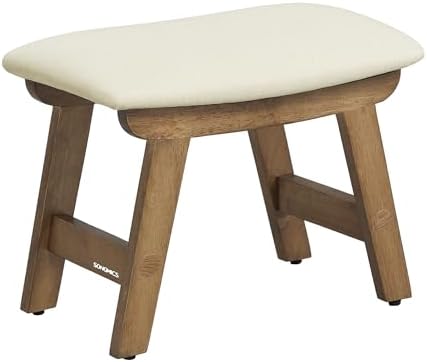 SONGMICS Foot Stool Ottoman, Padded Foot Rest Under Desk, Solid Wood Frame by SONGMICSbySONGMICSHOME
