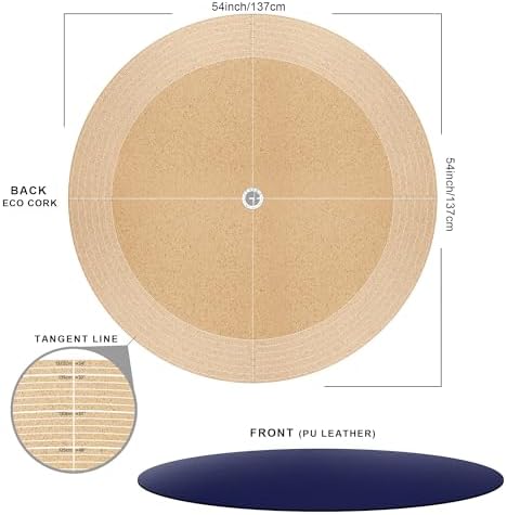 CENNBIE 54 Inches Round Cork Leather Dining Table Mat (Blue) - Image 2