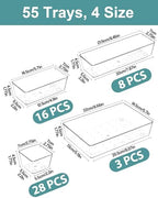 55Pcs Clear Plastic Drawer Organizers Set, 4size makeup drawer organizer trays for vanity,desk,bathroom,office,nightstand,gadgets for kitchen drawer, Versatile drawer divider storage bins - Image 2