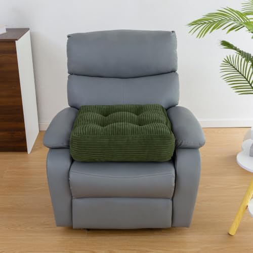 HIGOGOGO Tufted Corduroy Recliner Seat Cushion for Elderly, 20x20x5 Inch Large Square Seat Cushion for Recliner Chair, Floor Pillow, Office Chair, Car, No Pressure on Thighs, Dark Green - Image 2