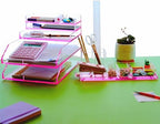 4-Piece Stackable Pink Acrylic Desk Organizer for Office or Home Desk Drawer Dividers, Makeup Vanity Storage Bins, Accessory Acrylic Tray/Half Accessory Tray/Small Tray - Image 6