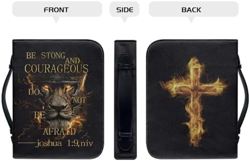 Tiger Flaming Cross Print Bible Cover for Women Men with Top Handle Portable Bible Carrying Case Church Bag with Multiple Pockets, Large Capacity Case Holiday Gifts for Christians - Image 3