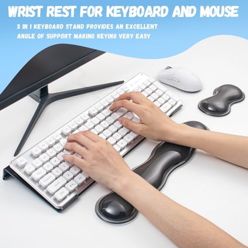 Acrylic Keyboard Stand with Gel Wrist Rest for Keyboard and Mouse Set-Black - Image 5