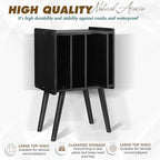 2BHOME Wooden LP Record Player Stand with 4 Cabinets, Holds up to 100 Vinyls, Metal Record Storage Holder and Organizer Table, Classical Design for Files/Book (Mid-Century Modern) - Image 2