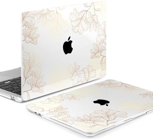 MEEgoodo for M5/M4/M3/M2 MacBook Air 15 inch Case 2026 2025 2024 2023, Case Fit Model (A3448/A3241/A3114/A2941) for MacBook Air 15.3 inch, Drawn Golden Floral - Image 3