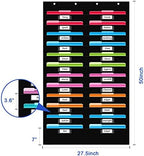 REGELETO 24 Pockets File Storage Pocket Chart with 24 Nametag Pockets, Hanging Wall File Organizer for Classroom and Office, Organize Your Assignments, Files, Scrapbooks, Paper (Black-24 pockets) - Image 2