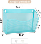 EASEPRES 3 Single Pocket Mesh Hanging File Organizer, Vertical Wall Mounted Magazine File Holder, Mount Basket Mail Paper Document Folder Organizing for Office, Home and School, Blue - Image 2
