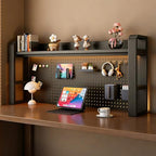 Desk Shelf-Includes a Pegboard and 31-Piece Storage Set, Desk Shelf Organizer for Top of Desk, Desk Hutch for Office & Home Office&Dorm (2-Tier Black Frame + Black Board 53.2×9.8×26") by Unknown