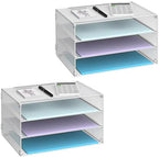 DALTACK 3 Tier Letter Tray Paper Organizer with Sliding Trays 2 Pack White by DALTACK