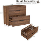 2 Drawer File Cabinets, Wood Lateral Filing Cabinets for Home Office, Office Filing Cabinet with Drawer, Modern Farmhouse File Cabinets for Letter, Printer Stand, Walnut - Image 3