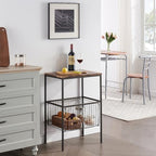 VECELO 31" H Tall Side End Table,2-Tier Shelf Storage Organizer with Versatile Metal Basket for Living Room/Kitchen/Laundry/Bathroom,Rustic Brown,1 Set - Image 4