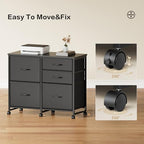 YeTom Lateral File Cabinet with 5 Drawers Rolling Filing Cabinets Under Desk Storage Printer Stand with Wheels,Mobile File Cabinet for Home Office,Black - Image 7