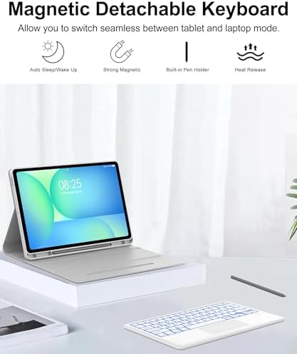 Keyboard Case for Samsung Galaxy Tab S10 FE+ Plus 13.1'' 2025, Galaxy Tablet S10FE+ Case Keyboard with Trackpad, Backlit Touch Keypad with S Pen Holder for Samsung Tab S10FE Plus, Light Grey - Image 4