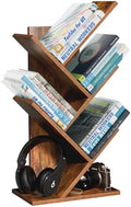 SHEEPAM Small Tree Book Shelf,5 Tier Bookshelf, Wood Desktop Bookcase by SHEEPAM
