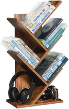SHEEPAM Small Tree Book Shelf,5 Tier Bookshelf, Wood Desktop Bookcase by SHEEPAM