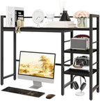 HavenlyYouth Desk Shelf, 38.6 Inch Wood Desk Organizer Shelf for Computer Monitor, Desk Hutch Storage, Desktop Shelf for Top of Desk, 3 Tier Desktop Bookshelf for Home Office Dorm, Black by HAVENLYYOUTH