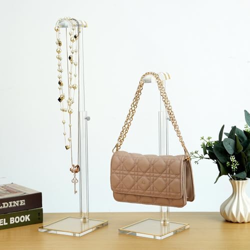 Acrylic Purse Stands for Display, 3 Pack 14" to 24" Adjustable Height Clear Purse Holder Stand, Counter Bags Hanging Organizer Handbag Rack for Closet Retail Vendor Commercial Store - Image 3