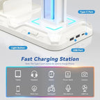 KDD Headset Stand with Charging Station - Detachable Controller Holder with 9 Light Modes - Rotatable Headphone Hanger with USB A&C Charger Ports - Earphone Hook for PC Gaming Accessories Storage - Image 3