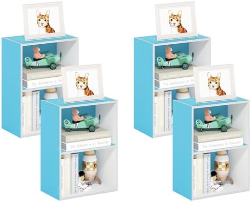 Furinno Luder Bookcase/Book/Storage, 2-Tier, Light Blue/White (Pack of 4) by Furinno-FitsYourSpaceFitsYourBudget