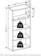 Furinno Basic Book Shelf, 4-Tier Bookcase with Open Shelf, Bookshelf, Cube Storage Organizer, 7 x 17 x 35, for Living Room, Bedroom, Home Office, Espresso - Image 3