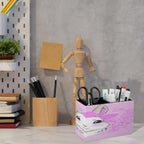 PU Leather Multi-Compartment Pen Holder Desktop Organizer Pencil Cup Storage Caddy for Office Home Supplies Hand Drawn Vector Rabbit Cute Bunny Rabbit with Bow Cute - Image 6