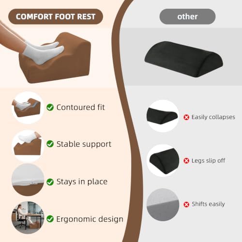 Foot Rest Ergonomic Pillow for Under Desk at Work & Handle Brown - Image 6