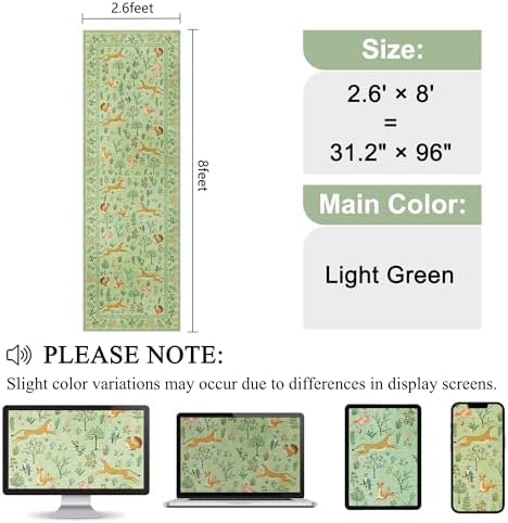 DUKINO 2.6x8 Rug for Hallway, Washable Kitchen Rugs Non Slip, Light Green - Image 2