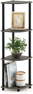 Furinno TURN-N-TUBE Corner Shelf, 4-Tier Corner Bookshelf, Display Storage Shelves with Open Shelves, for Organization and Storage, Living Room, Home Office, Garage, French Oak by Furinno-FitsYourSpaceFitsYourBudget