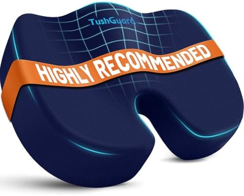 TushGuard Memory Foam Seat Cushion for Office Chair, Car Seat, Blue, XL by TushGuardSeatCushonsPillows