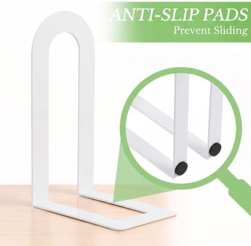 Sanwarm Bookends, 12 Pack Metal, for Home Office Desk Shelves Modern White - Image 3
