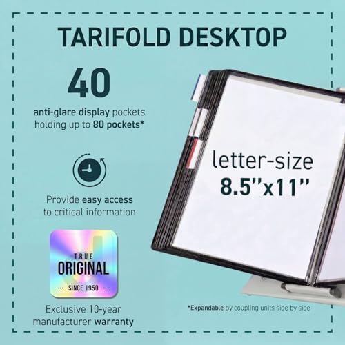 tarifold Desktop Reference Display System, 40 Pockets, Expandable, Black - Image 2
