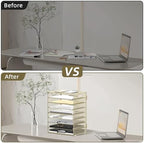 9-Tier Paper Organizer for Desk, Letter Tray with Handles, Golden Yellow - Image 6