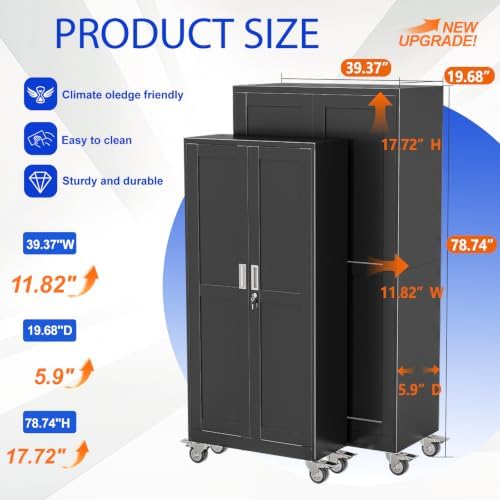 GAIOUS 79” Tall Metal Garage Storage Cabinet with Lock, Steel Tool Cabinet - Image 2