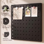 Magnetic Metal Pegboard Wall Organizer Kit, 4 Pack 10 x 10 in Panels Black - Image 3