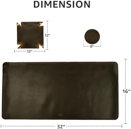 LEATHER VILLAGE Real Leather Desk Pad 3mm Thick Double Layer Desk Mat Brown. - Image 2