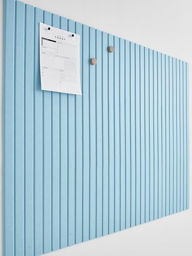 VIVELDA Felt Bulletin Board Tiles 48"x36" - 12-Pack Cork Board Alternative, OEKO-TEX Certified, NRC 0.95 Acoustic Wall Panels, Damage-Free Adhesive, Slatted Design, Home Office & Classroom (Baby Blue) by VIVELDA%C2%AE