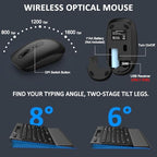 Wireless Keyboard and Mouse Combo,Soft Wrist Rest,Phone Holder(Black) - Image 6