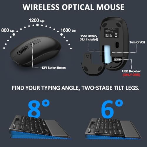 Wireless Keyboard and Mouse Combo,Soft Wrist Rest,Phone Holder(Black) - Image 6
